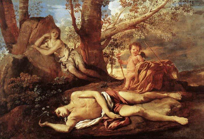 POUSSIN, Nicolas Echo and Narcissus oil painting image
